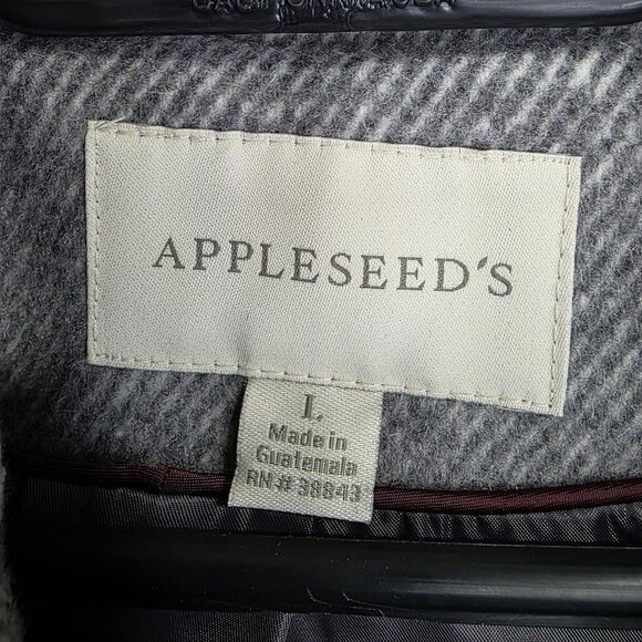 Womens Appleseeds Gray Wool Blend Overcoat Button Front & Pockets Lined Size L - Picture 4 of 9